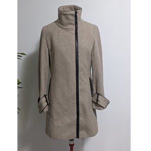 Calvin Klein-  asymertrical zip coat in tan